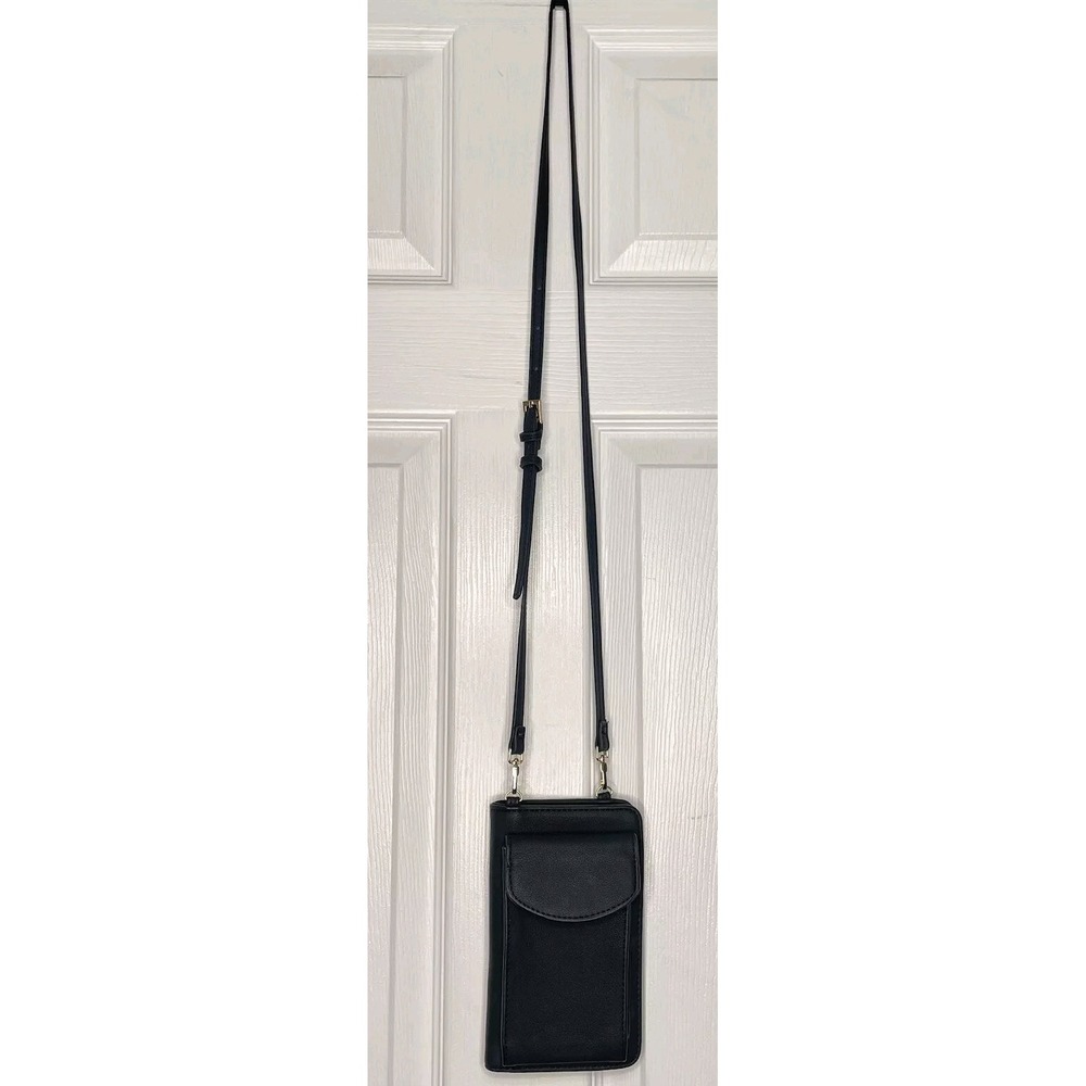 Antik Kraft Crossbody Cellphone Wallet Purse Black Faux Leather Classic Corpcore